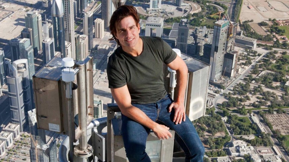 Tom Cruise na vrcholu Burdž Chalífa